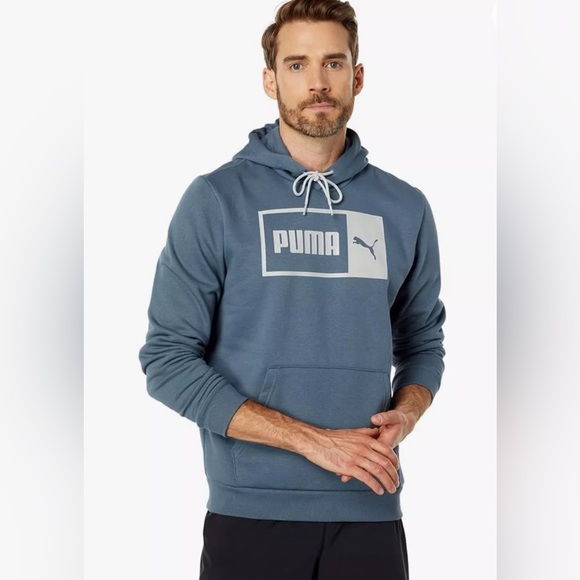 Puma Men's Split Logo Hoodie Evening Sky/Harbor Mist Size XL - Picture 1 of 8
